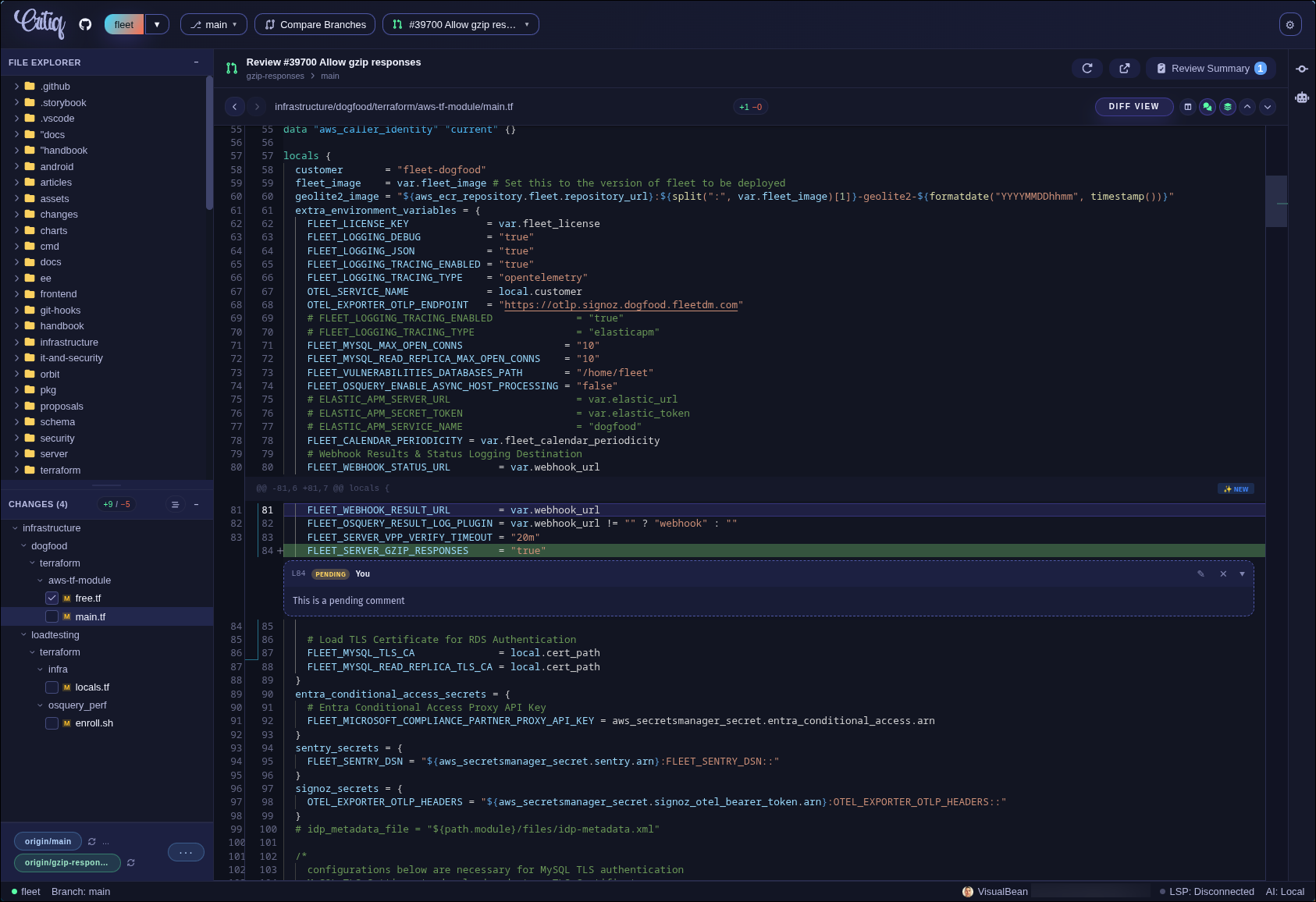 PR review with inline comments